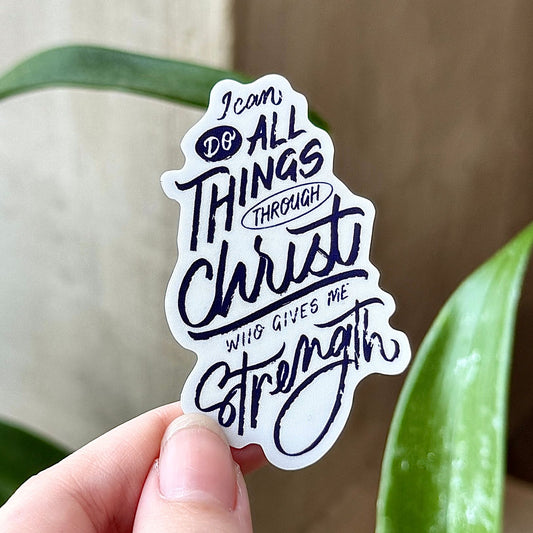 Philippians 4:13 Sticker (White)