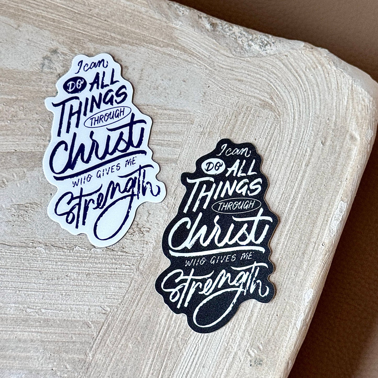 Philippians 4:13 Sticker (White)