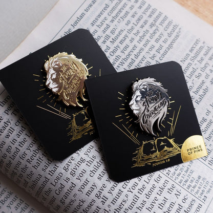 Joshua 1:9 (Lion of Judah) Gold Enamel Pin