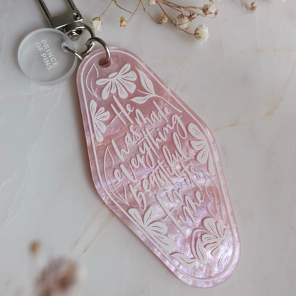 Ecclesiastes 3:11 (Rose Quartz) Declaration Keychain