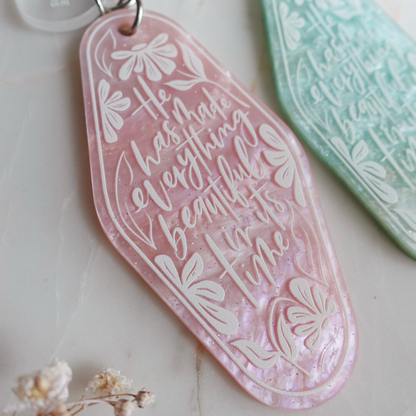 Ecclesiastes 3:11 (Rose Quartz) Declaration Keychain