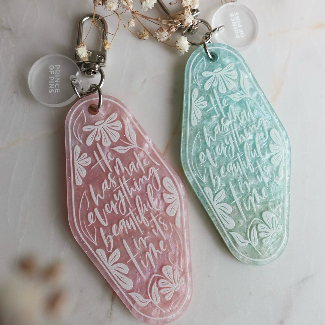Ecclesiastes 3:11 (Rose Quartz) Declaration Keychain