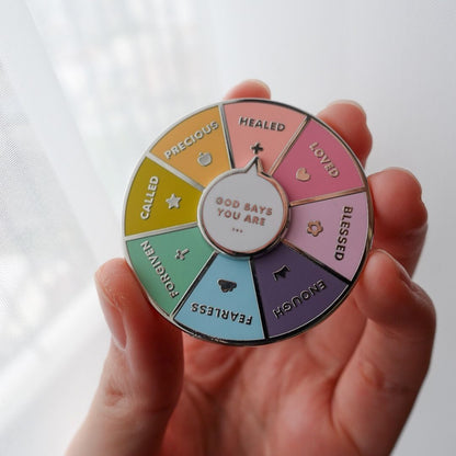 "GOD SAYS YOU ARE" Spinning Enamel Pin