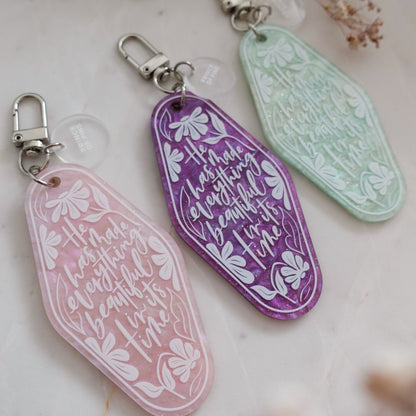 Ecclesiastes 3:11 (Rose Quartz) Declaration Keychain