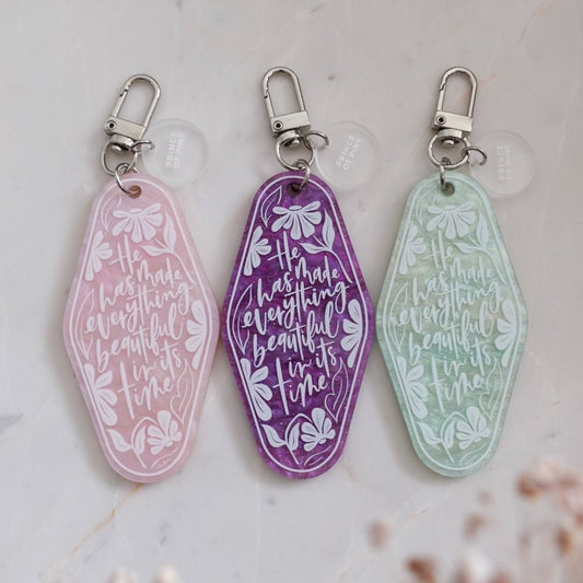 Ecclesiastes 3:11 (Rose Quartz) Declaration Keychain