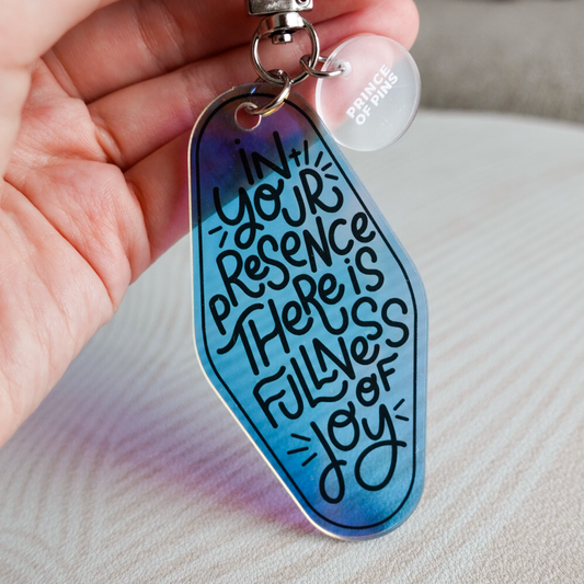 Psalm 16:11 (Holographic) Black Declaration Keychain