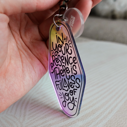 Psalm 16:11 (Holographic) Black Declaration Keychain