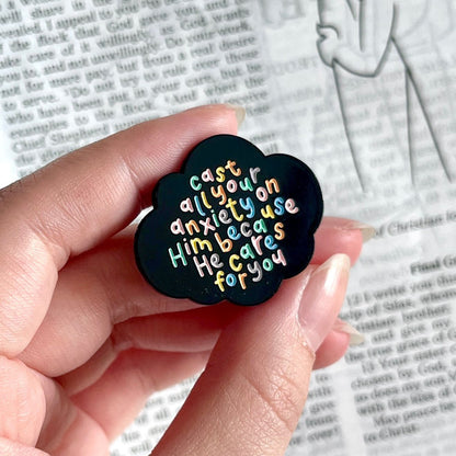 1 Peter 5:7 (Cast all your anxiety) Enamel Pin