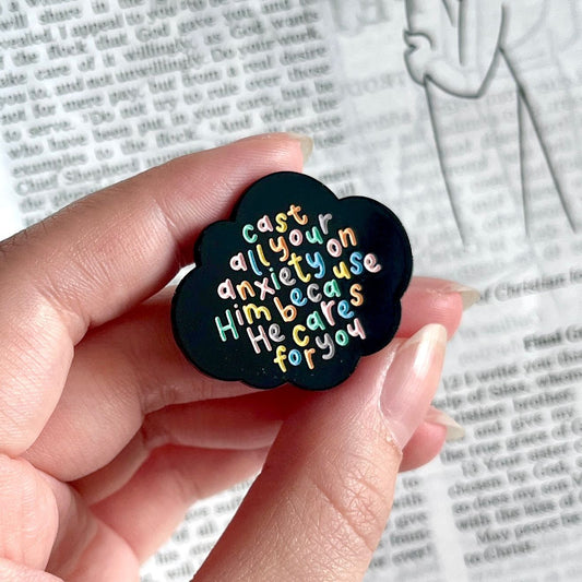 1 Peter 5:7 (Cast all your anxiety) Enamel Pin