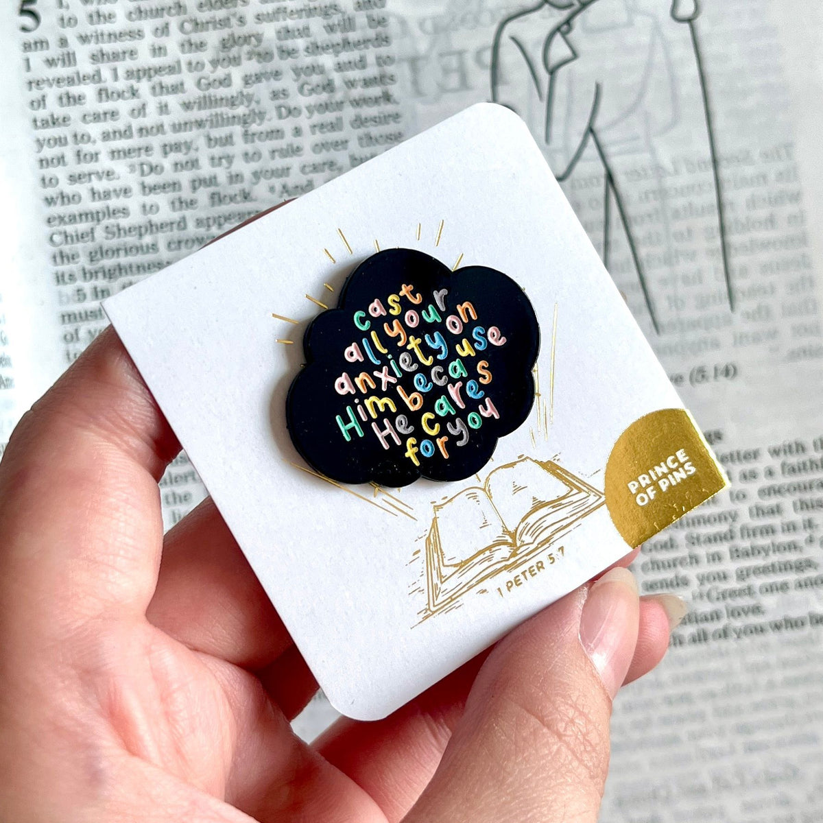 1 Peter 5:7 (Cast all your anxiety) Enamel Pin
