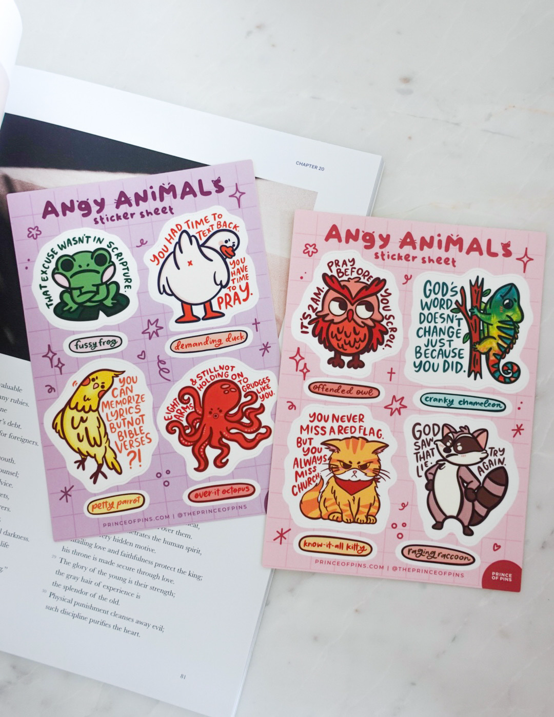 Angy Animals A6 Sticker Sheets (x2)