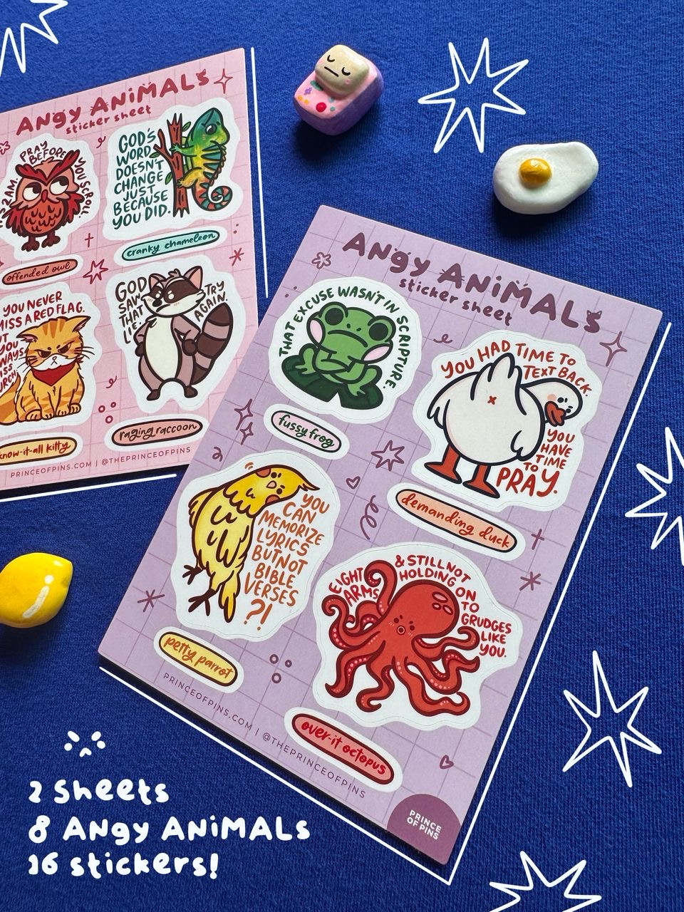 Angy Animals A6 Sticker Sheets (x2)