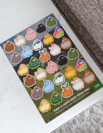 Psalm 23 Chonky Sheep A6 Sticker Sheet