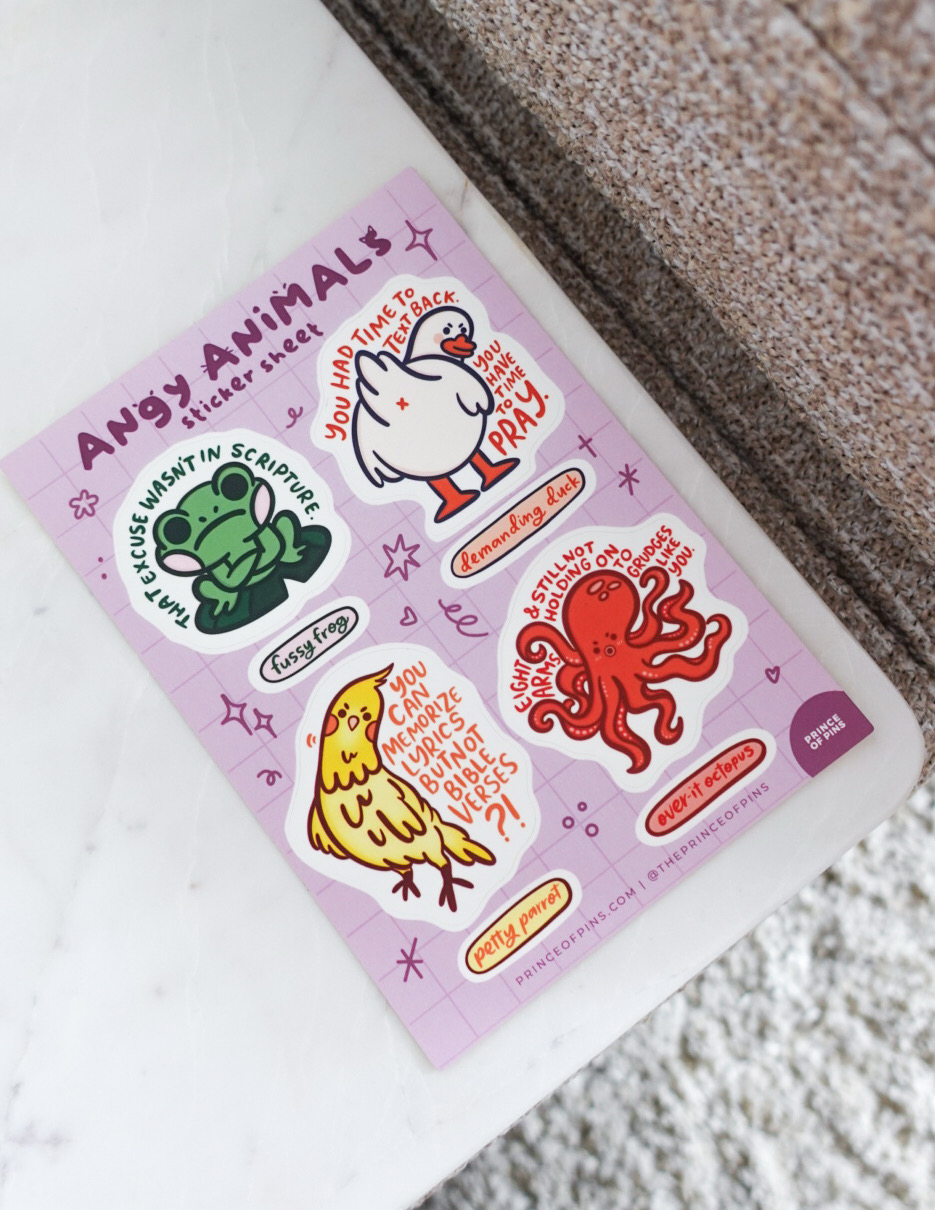Angy Animals A6 Sticker Sheets (x2)