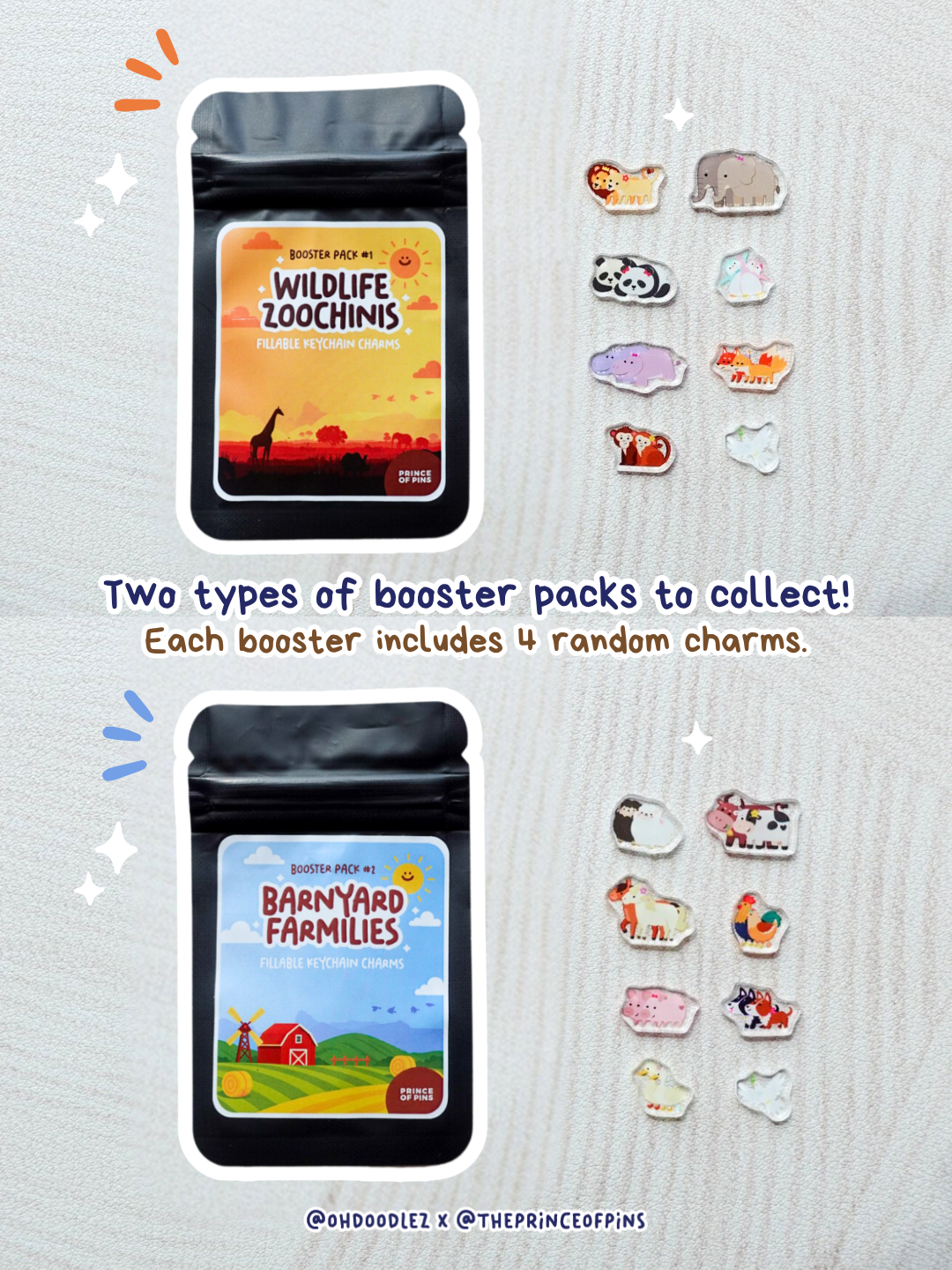 Noah's Ark Fillable Shaker Keychain (4 Random Charms)