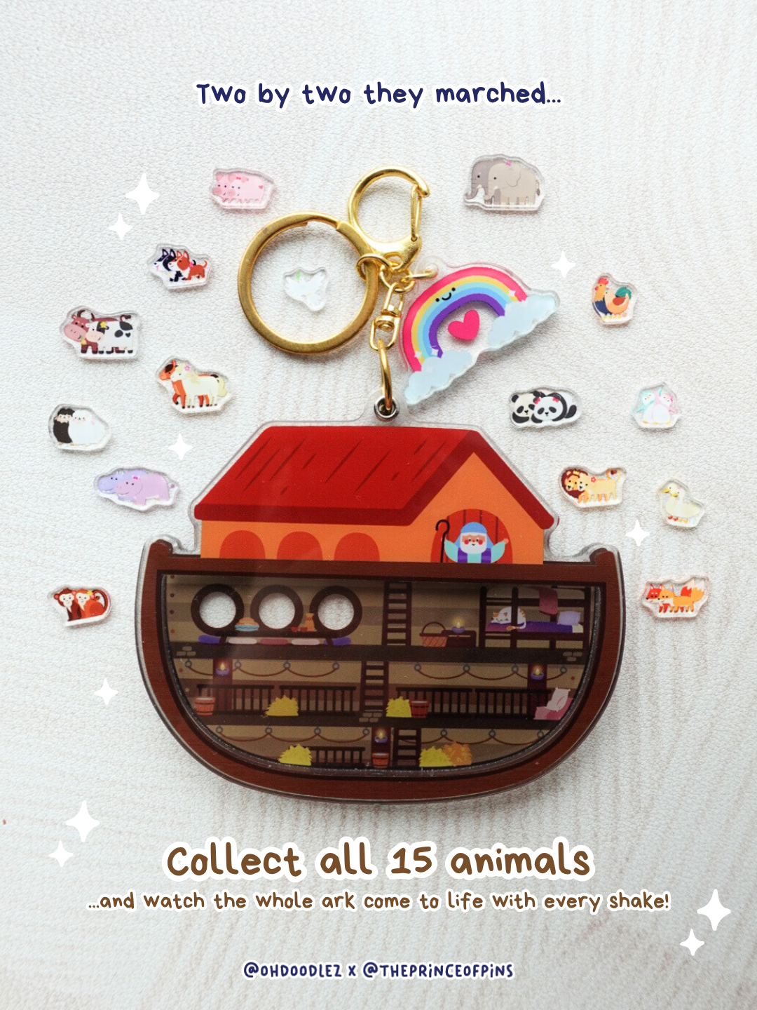 Noah's Ark Fillable Shaker Keychain (4 Random Charms)