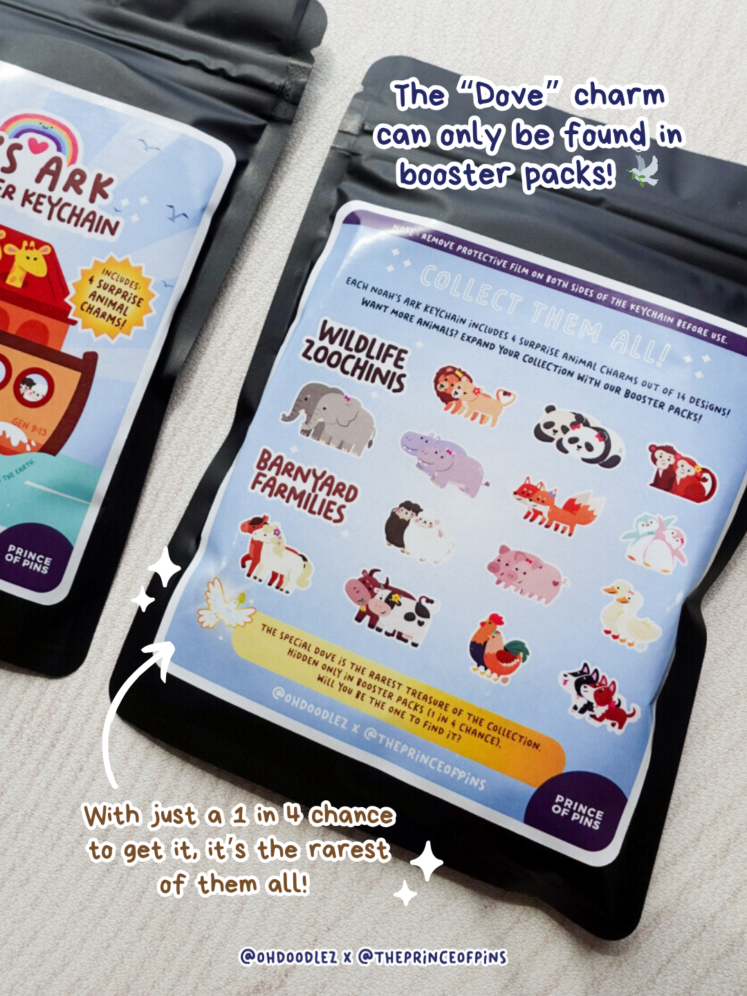 Noah's Ark Fillable Shaker Keychain (4 Random Charms)