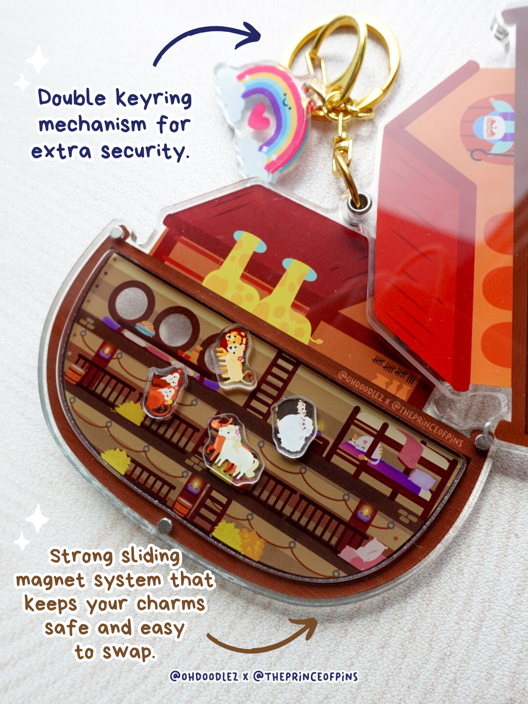 Noah's Ark Fillable Shaker Keychain (4 Random Charms)