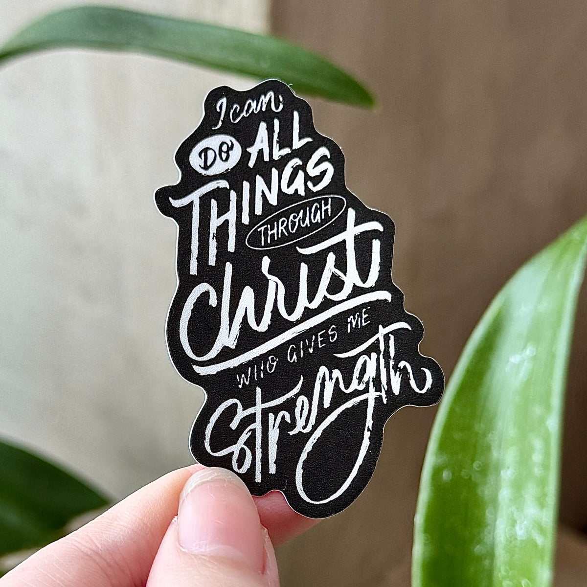 Philippians 4:13 Sticker (Black)