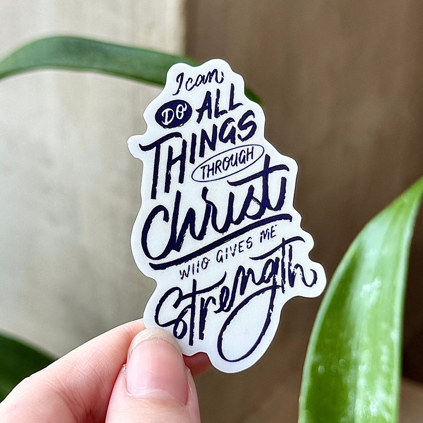 Philippians 4:13 Sticker (White)