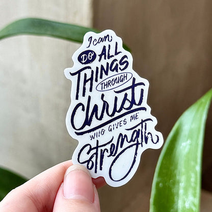Philippians 4:13 Sticker (White)