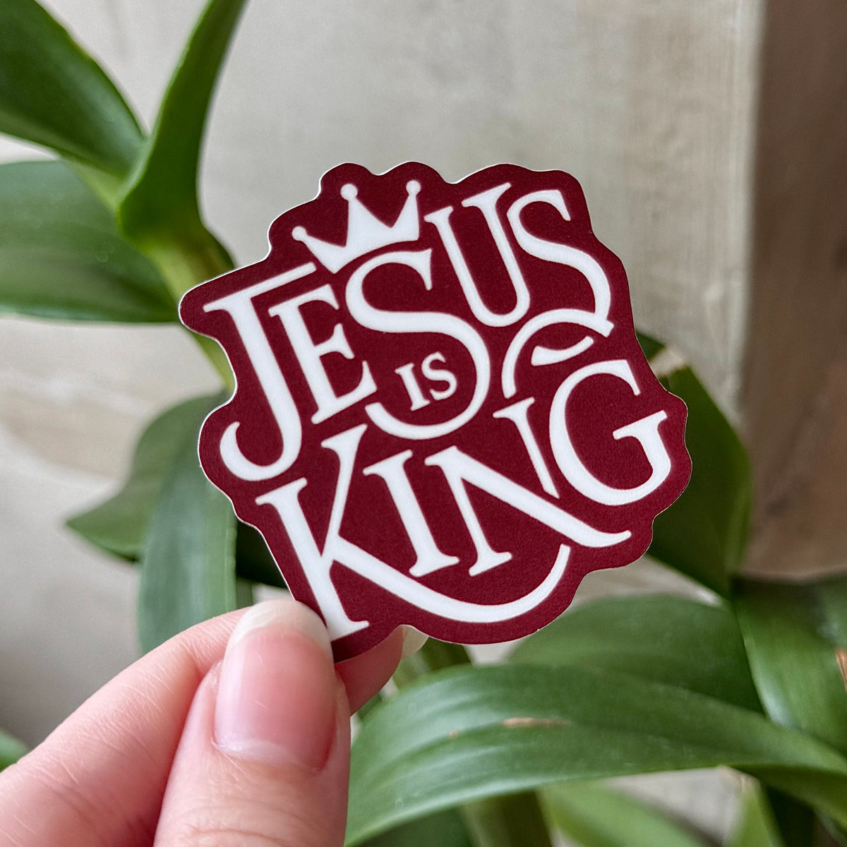 Jesus is King Sticker (Maroon)