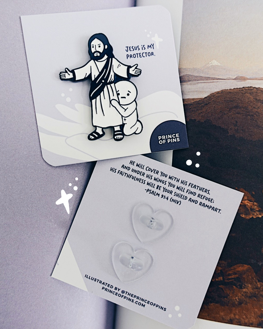 Psalm 91:4 (Jesus Is My Protector) Enamel Pin