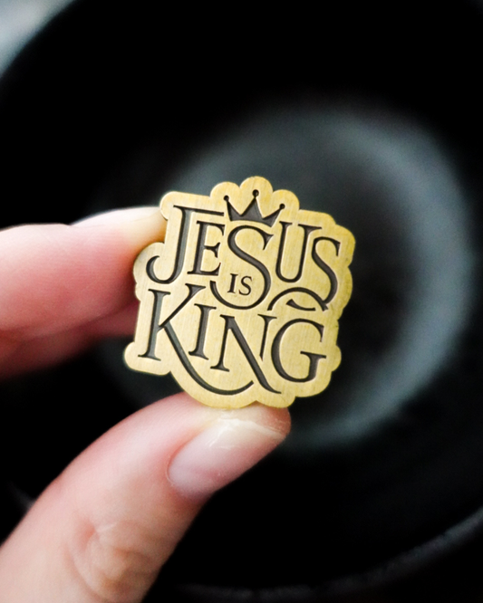 Revelation 19:16 (Jesus Is King) Antique Gold Enamel Pin