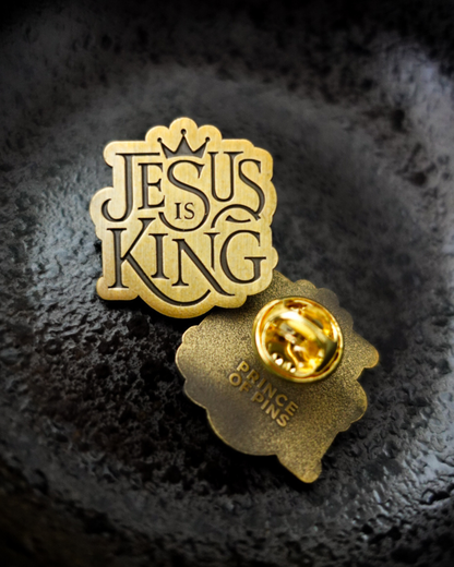 Revelation 19:16 (Jesus Is King) Antique Gold Enamel Pin