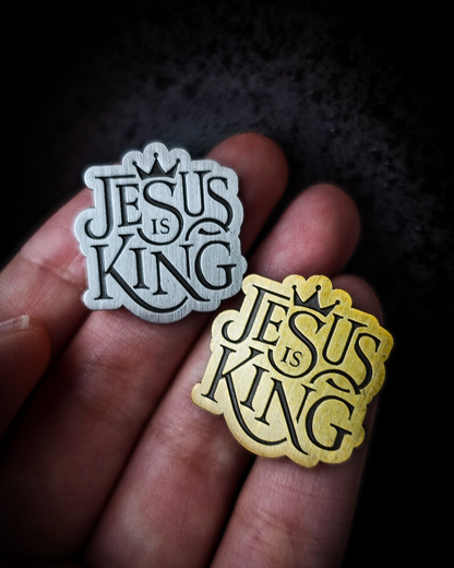 Revelation 19:16 (Jesus Is King) Antique Silver Enamel Pin