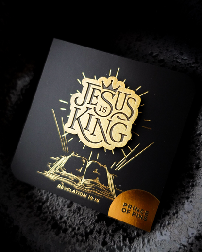 Revelation 19:16 (Jesus Is King) Antique Gold Enamel Pin
