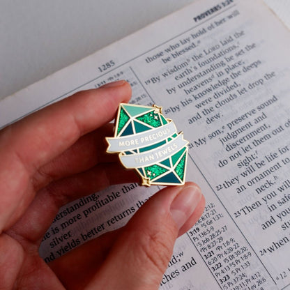 Proverbs 3:15 (Emerald) Enamel Pin