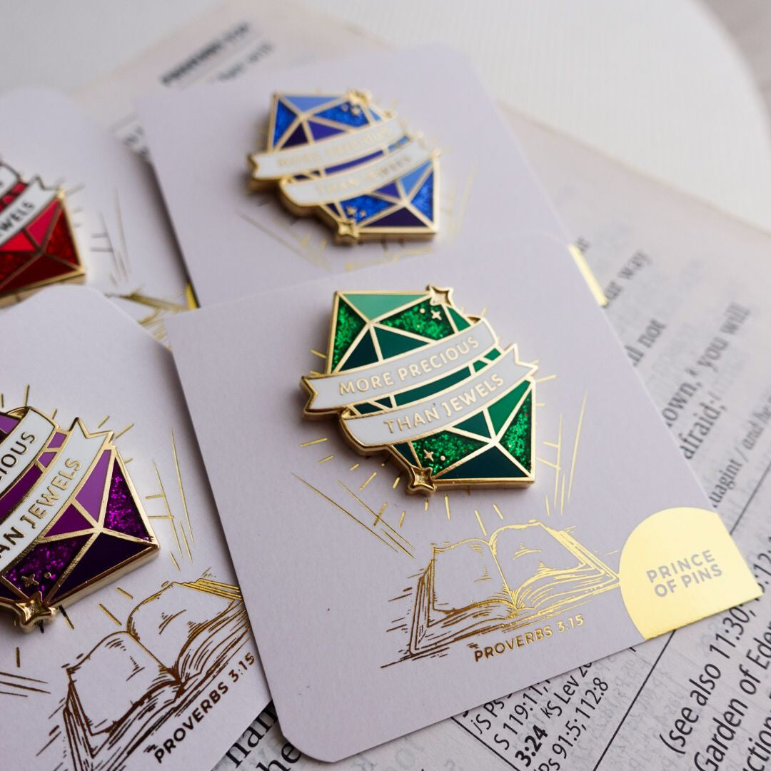 Proverbs 3:15 (Emerald) Enamel Pin