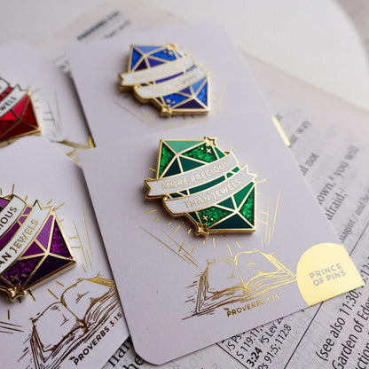 Proverbs 3:15 (Emerald) Enamel Pin