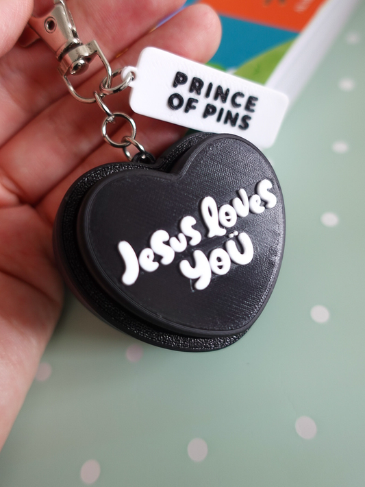 Jesus Loves You Fidget Clicker Keychain (Black Sesame)