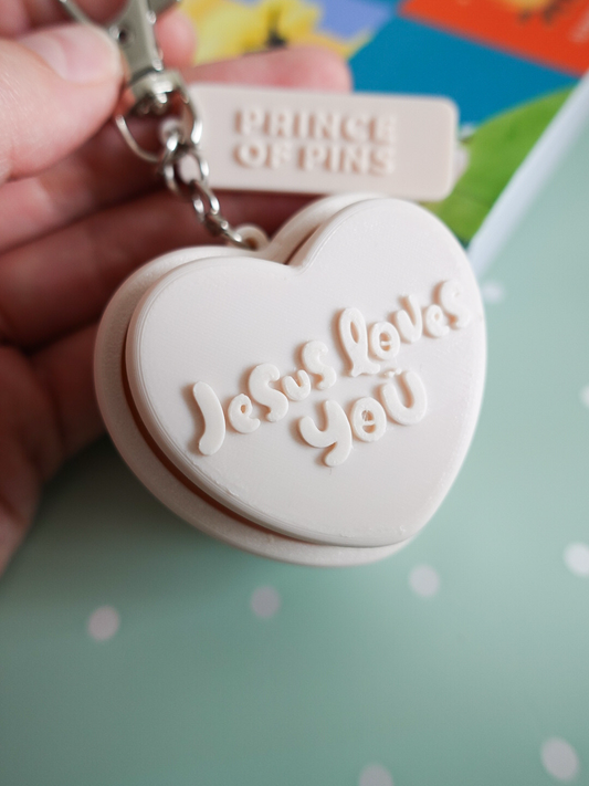 Jesus Loves You Fidget Clicker Keychain (Vanilla Cream)