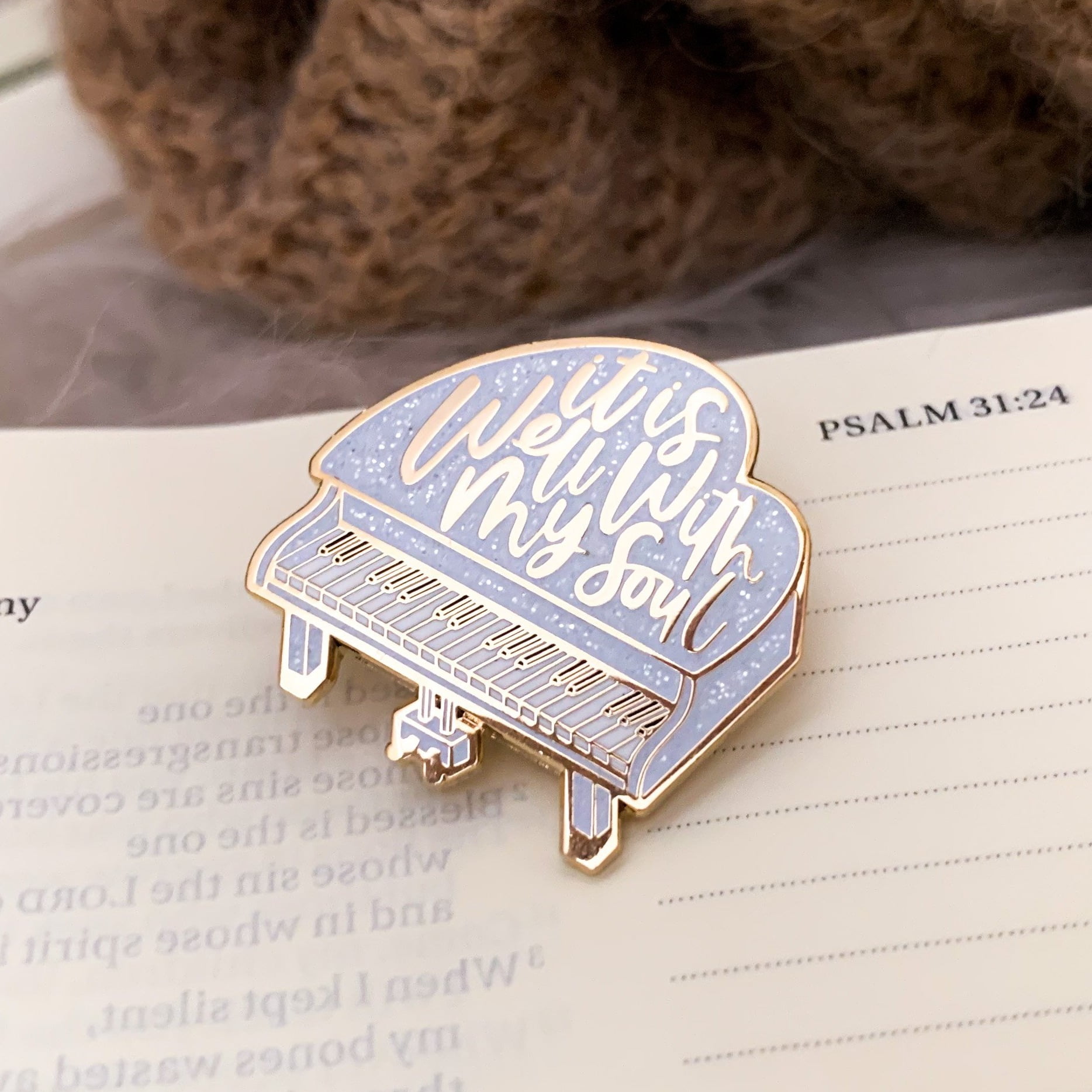Hard Enamel Pin, Gold Plated with Enamel Colour Fill & Glitter